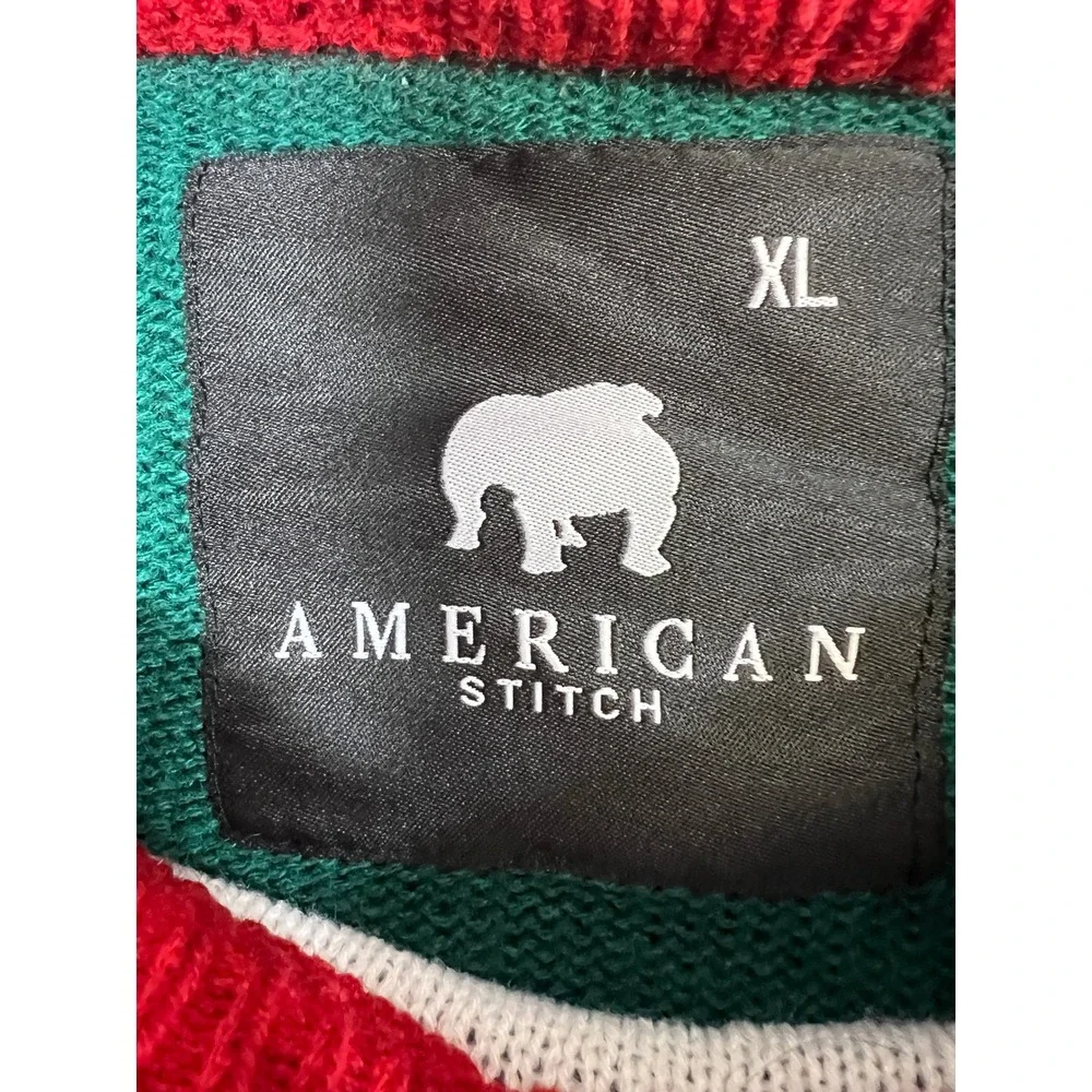 American Stitch Mens XL‎ Green Santa Namasleigh Ugly Christmas Sweater